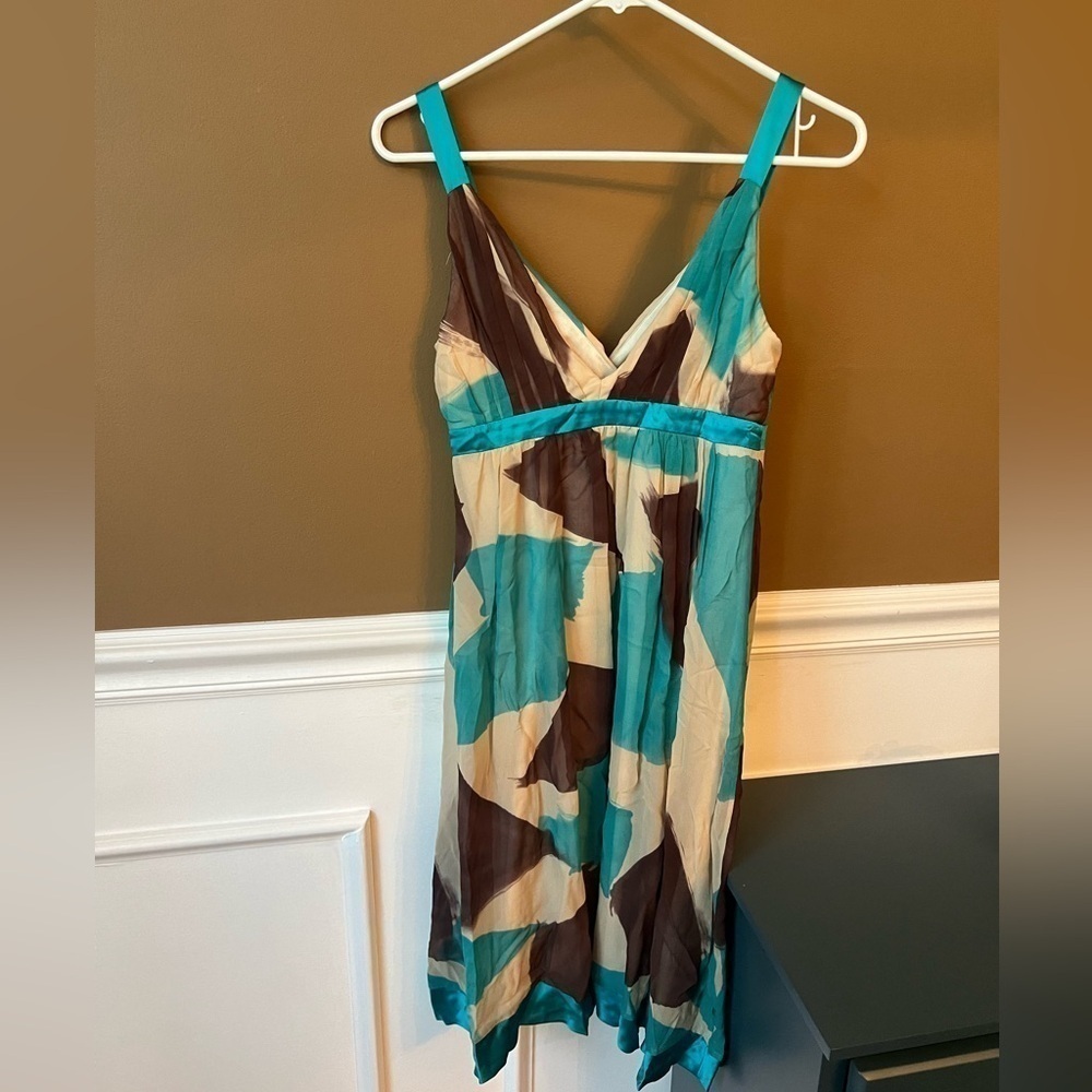 Sue Wong Brand New Silk Summer Turquoise A-Line Dress Size 2 Fairycore Fairy - Picture 3 of 5